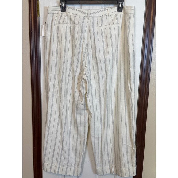 Lauren Ralph Lauren Wide Leg Cropped Pants Striped Pleated Size 18 - Picture 4 of 4